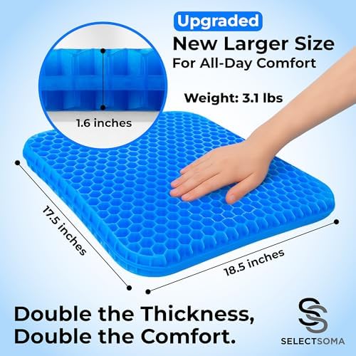 Large Gel Seat Cushion for Long Sitting, Pressure Relief for Back and Hips - Image 5