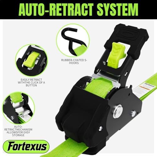 Retractable Ratchet Straps, 1 Inch x 12 Feet, 760lb Break Strength, Self - Image 5