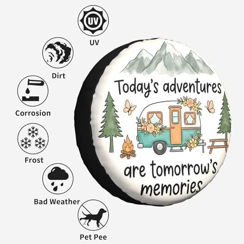 Retro Camper Spare Tire Cover SUV Trailer Truck RV 15 Inch - Image 6