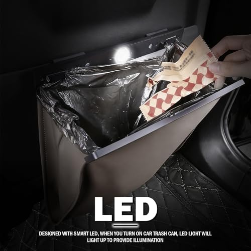 LED Car Trash Can Leak-Proof, Strong Magnetic Fast Closing Car Trash Bin as - Image 4