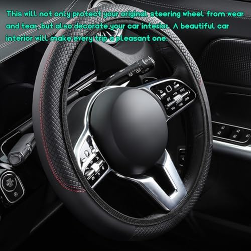Car Steering Wheel Cover, 15 inch Carbon Fiber Microfiber Leather Elastic - Image 4