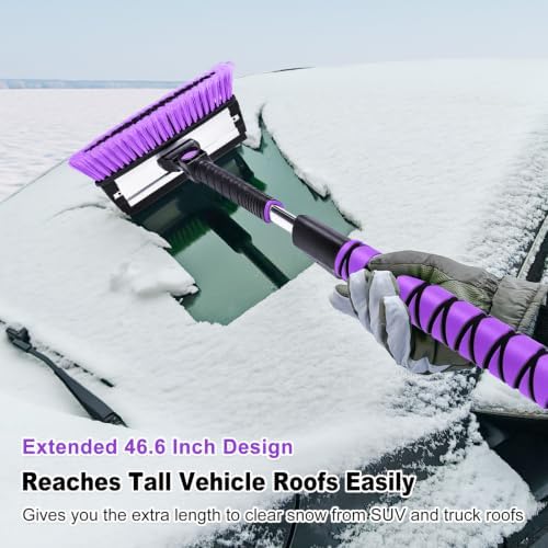 HEEYA 46.6 Inch Extendable Snow Scraper and Brush - Image 2