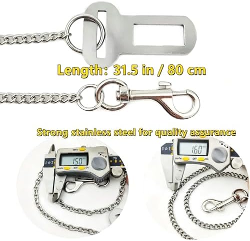 Stainless Steel Dog Car Seat Belt – 31.5" Heavy Duty Pet Safety Restraint Cable - Image 2