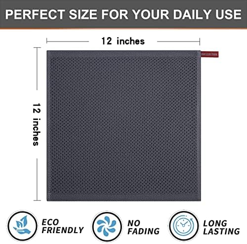 Kitinjoy 100% Cotton Waffle 12-Pack Kitchen Towels, Dark Grey - Image 5