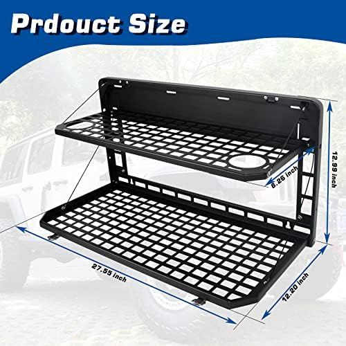 2-Tier Tailgate Table Rear Foldable Storage Cargo Rack Outdoor Camping Desk - Image 5