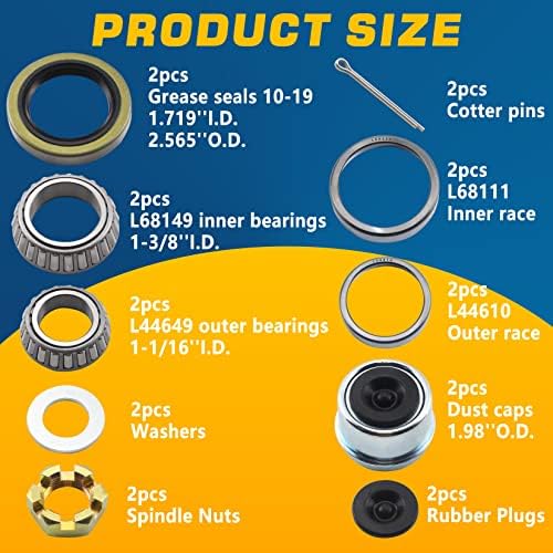 2Sets L68149 L44649 Trailer Hub Bearings Kit - Image 2