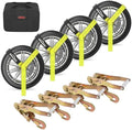 Tire Tie Down Straps 2" x 10’ 4-Pack 10, 000lbs Snap Hook by Autofonder