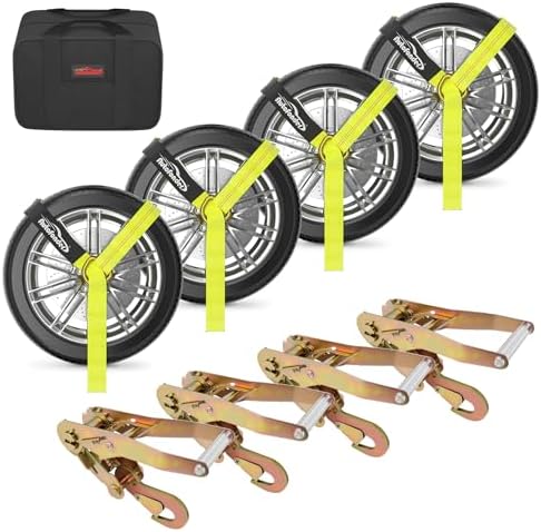 Tire Tie Down Straps 2" x 10’ 4-Pack 10, 000lbs Snap Hook by Autofonder