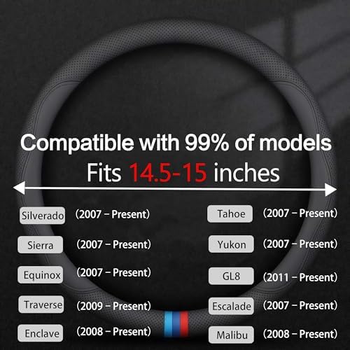 Leather Car Steering Wheel Cover, Tricolor Sporty Style, Breathable - Image 3