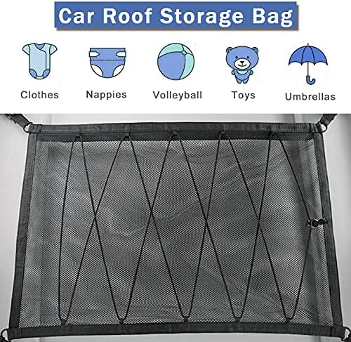 Car Ceiling Storage Net | Double Zipper, Adjustable Strap Prevent Falling - Image 6