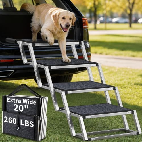 URPOWER Dog Stairs for Large Dogs Extra Wide 20" Dog Steps for Truck Ramp by URPOWER