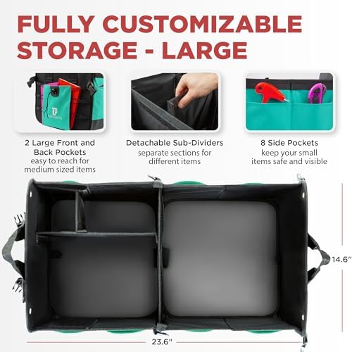 Teal Car Trunk Organizer for SUV & Auto Cargo Storage - Image 2
