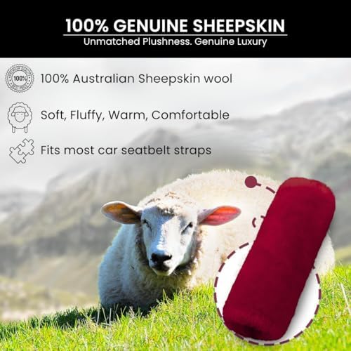 Andalus Genuine Sheepskin Car Seat Belt Cover Pad – Soft Fuzzy, Comfy Fluffy - Image 2