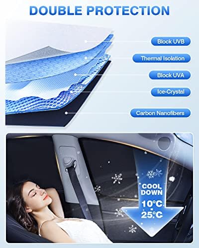 Canvcle Window Shades for 2011-2021 Jeep Grand Cherokee Accessories Windshield - Image 4