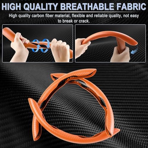 Amiss 3pcs Carbon Fiber Anti-Skid Steering Wheel Cover, Waterproof & Segmented - Image 2