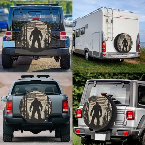 Spare Tire Cover for RV Trailer, American Flag Bigfoot Waterproof Sun Leather - Image 6