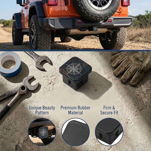2 Inch Compass Topographic Map Trailer Hitch Cover Rubber Receiver Tube Plug Cap - Image 3