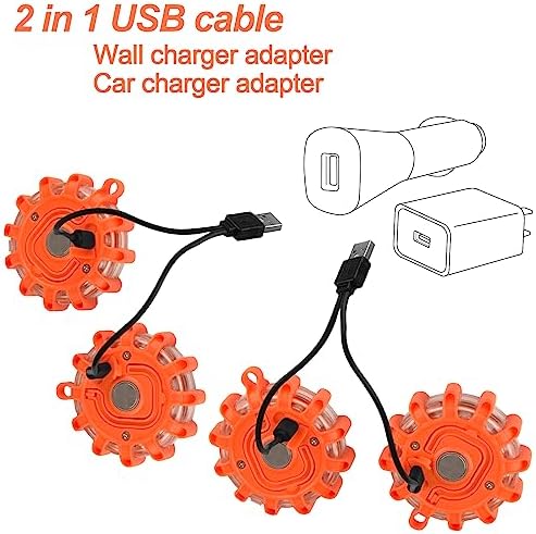 Tobfit 8 Pack USB-C Rechargeable LED Road Flares Roadside Emergency Car Kit - Image 7