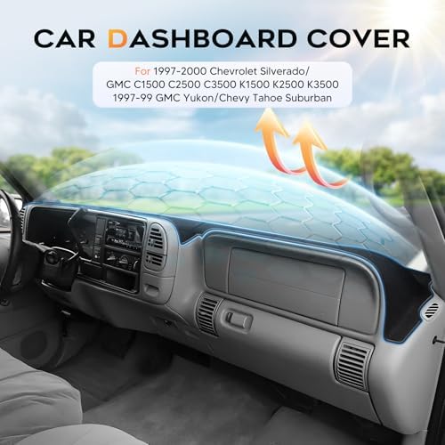 CARTIST Black Dash Cover for 1997-2000 Chevy Chevrolet Silverado&GMC C/K - Image 2
