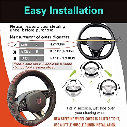PINCTROT D Shaped 14 Inch Small Steering Wheel Cover Great Grip - Image 6