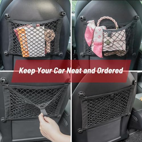 RED WOLF 2 Layer Small Mesh Cargo Net Elastic Storage Netting 2 Pcs Stretchable - Image 5