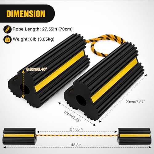Nilight Wheel Chocks Rubber Yellow Reflective Strips 4 Pack - Image 2