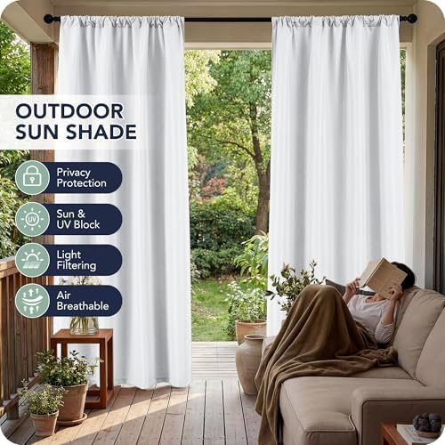 Patio Curtains Outdoor Waterproof, 4 Panels, Rod Pocket Sunshades - Image 3
