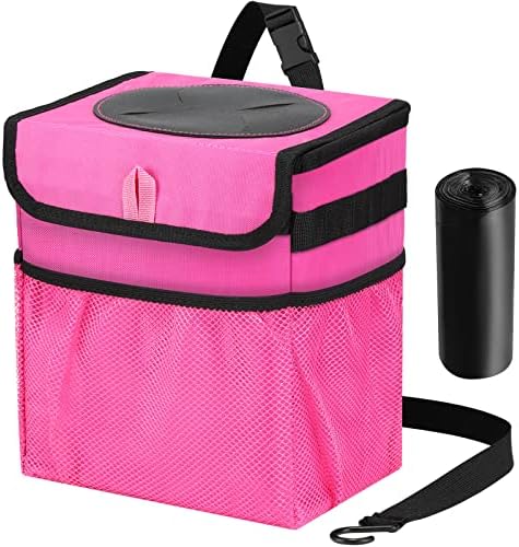 Car Trash Can Foldable Garbage Bin Leakproof 2.3 Gallons Car Trash Bag Pink by GPUSFAK