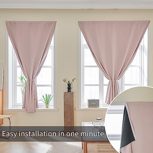 AJAZZ 100% Blackout Self Adhesive Curtains Small Window Short Temporary Black - Image 6