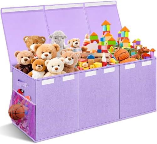 Extra Large Toy Box with Lids, Collapsible Storage Bin by Rocamdo