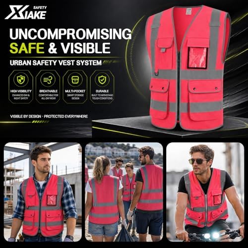 XIAKE Reflective Safety Vest for Men & Women High Visibility Class 2 Vest - Image 6