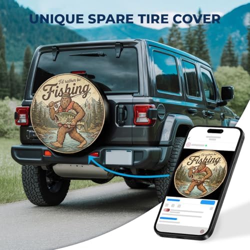GENANY Forest Fishing Art Thick PVC Leather Spare Tire Cover Size 16 - Image 2
