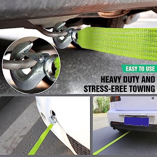 Tow Strap with Hooks 2”x20’ 15, 000 LBS, Tow Rope Metal Safety Hooks - Image 5
