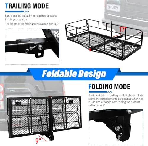 LWTURMRT Hitch Mount Cargo Carrier Basket 58"x24"x14''+Waterproof Bag+Net - Image 2