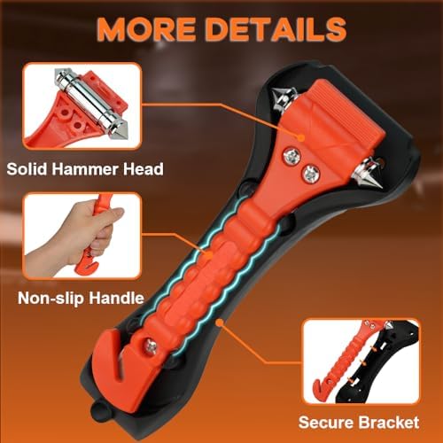 SINSEN Car Safety Hammer, Window Glass Hammer Breaker and Seatbelt Cutter - Image 6