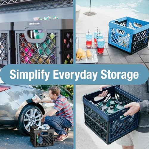 CleverMade Collapsible Milk Crate, 1PK - 25L Stackable Storage Bins - Image 3
