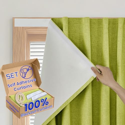 100% Blackout Magic Tape Stick On Curtains Window Shades Pull Down Blackout by Sovtfides
