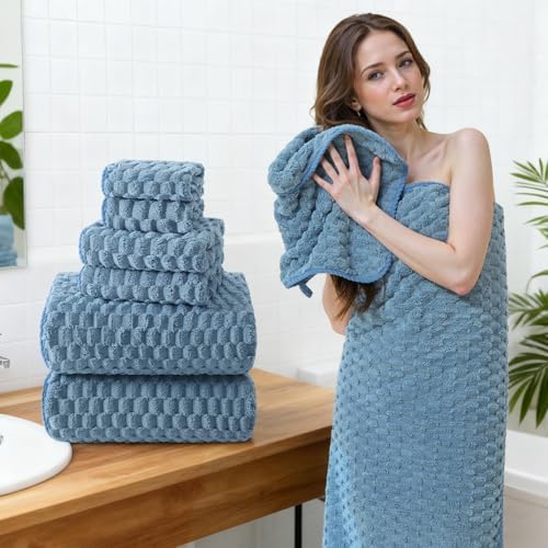 REDKISS Blue Microfiber Towels Set 6 Pack - Image 6