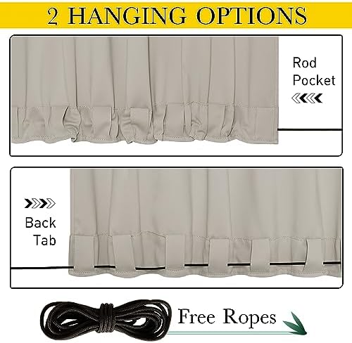 NICETOWN 2 Panels Outdoor Curtains Waterproof Extra Long W52xL108 Natural - Image 2