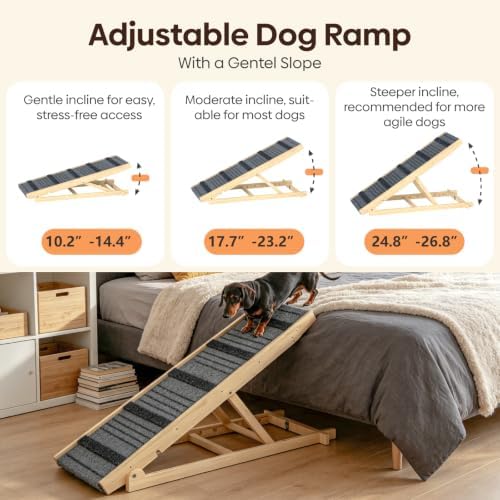 Dog Ramp for Bed, 7 Adjustable Height Large Pet Ramp, Support Up to 150lbs - Image 5