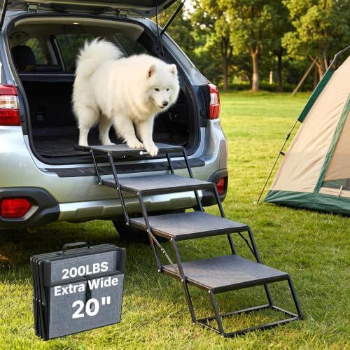 Veehoo Collapsible Dog Stairs for Large Dogs Car Truck SUV, Extra Wide 20" by Veehoo