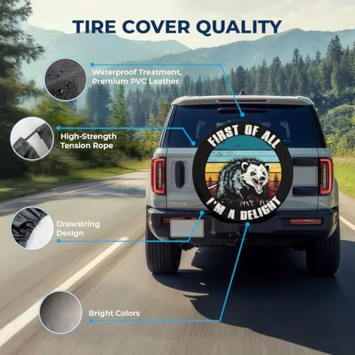 GENANY Opossum Retro Quote Thick PVC Leather Spare Tire Cover Size 17 - Image 4
