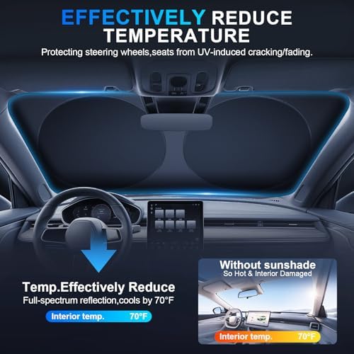 JUSTTOP 300T Car Windshield Sun Shade, Universal Foldable Reflective Sun Shade - Image 3