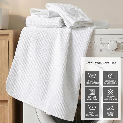 REDKISS Soft 8 Piece Waffle Towel Set, Microfiber, Lighter Weight, Quick Dry - Image 6