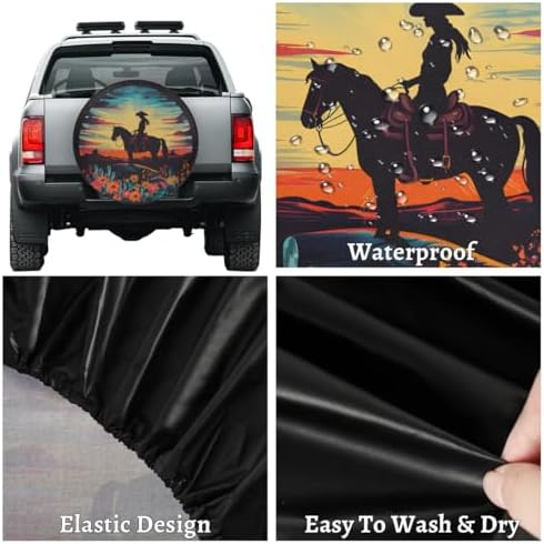 Spare Tire Cover Cowgirl Riding Horse Wheel Covers Protectors Waterproof - Image 5