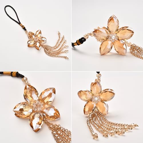 AuMoHall Crystal Flower Rear View Mirror Pendant Car Hanging Ornament Lucky - Image 3
