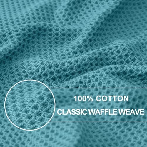 Homaxy 100% Cotton Waffle Weave Kitchen Dish Towels 12-Pack, Lake Blue - Image 2