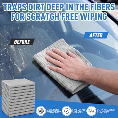 Shimeyao 20 Pcs Premium Waffle Weave Cleaning Cloths 16"x16" Reusable Absorbent - Image 4