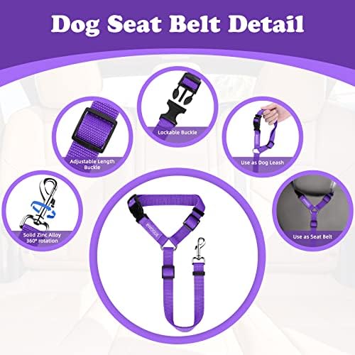 BWOGUE 2 Pack Dog Seat Belt for Car, Headrest Restraint Strap - Image 3