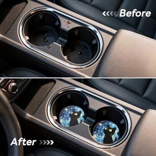 Car Cup Holder Ceramic Coasters 2 Pack, 2.56 in Anti Slip Absorbent Coaster - Image 5